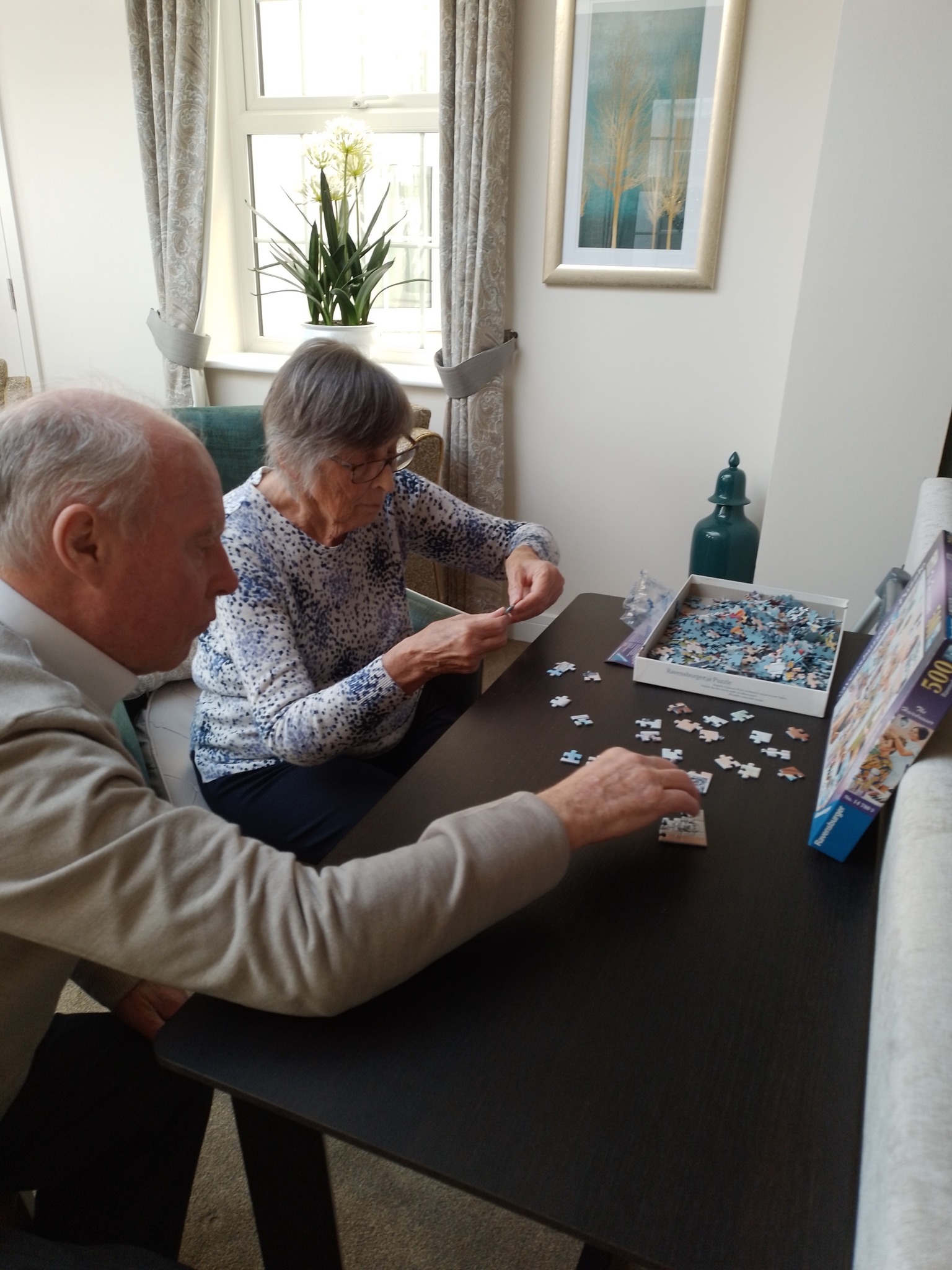 Residents Doing a Puzzle