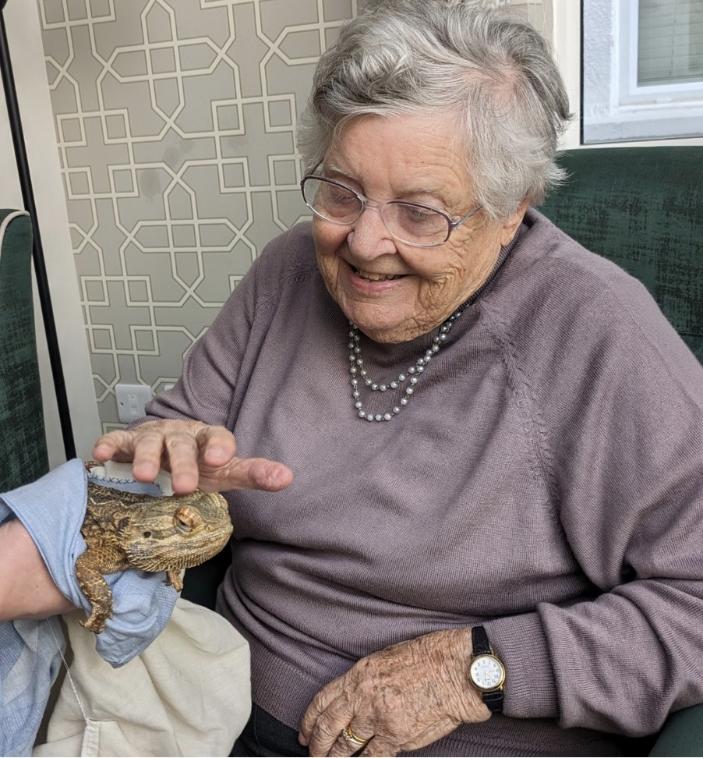 resident with bearded dragon