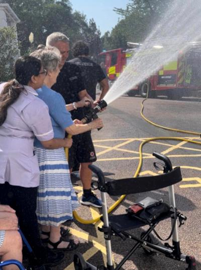 our residents using the fire hose